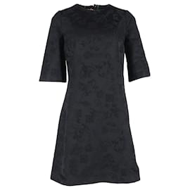 Dolce & Gabbana-Dolce & Gabbana Floral Jacquard Shift Dress in Black Cotton-Black