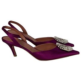 Sapatos Camelia Slingback Amina Muaddi em cetim roxo Roxo