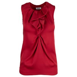 Moschino Ruffle Neck Top - '00s Red