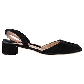 Manolo Blahnik Aspro Block-Heel Slingback Pumps In Black Suede Black