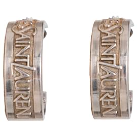 Yves Saint Laurent-Yves Saint Laurent Vintage Namesake Hoop Earrings - '90s-Silvery,Metallic