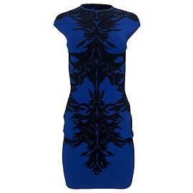 Abito mini bodycon stampato Alexander Mcqueen in viscosa blu Blu