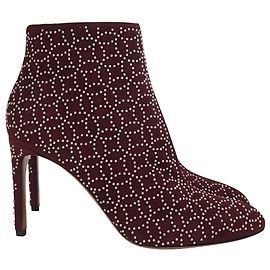 Bottines à clous Alaïa Azzedine en velours bordeaux Rouge Bordeaux