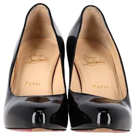 Christian Louboutin-Christian Louboutin Dolly Pumps en cuir verni noir-Noir