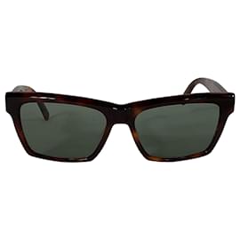 Saint Laurent-Saint Laurent Tortoiseshell Rectangular Sunglasses in Brown Acetate-Other