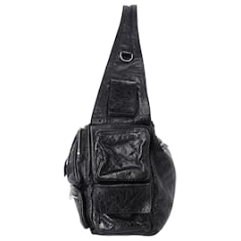 Balenciaga-Balenciaga Superbusy Large Sling Bag in Black Lambskin Leather-Black