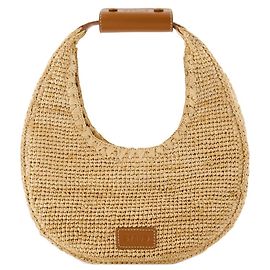 Borsa a Spalla Moon - Staud - Raphia - Neutro Bianco