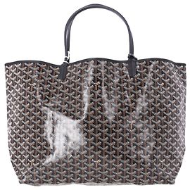 Goyard Saint Louis GM Tote Bag in Black Coated Canvas Brown Red