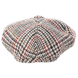 Miu Miu Houndstooth Beret Hat in Multicolor Wool Multiple colors