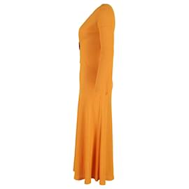 Autre Marque-Dodo Bar Or Junna Ring-Embellished Cutout Ribbed-Knit Maxi Dress In Yellow Viscose-Yellow