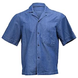 Acne-Acne Studios Short Sleeve Shirt in Blue Cotton Denim-Blue,Light blue