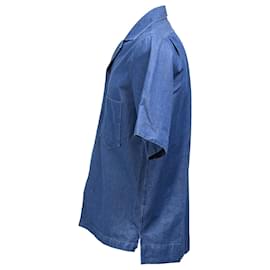 Acne-Acne Studios Short Sleeve Shirt in Blue Cotton Denim-Blue,Light blue