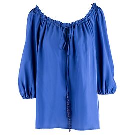 Blumarine Gathered Neck Top - '10s Blue