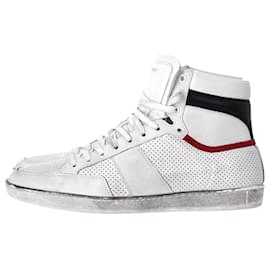 Saint Laurent-Saint Laurent Distressed Court Classic SL/10H Sneakers in White Leather-White,Cream