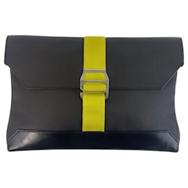 Hermès-Hermes City Slide Clutch Bag-Black,Yellow