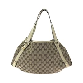 Gucci-Gucci Beige Ivory GG Canvas Tote Bag-Beige,Cream