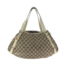 Gucci-Gucci Beige Ivory GG Canvas Tote Bag-Beige,Cream
