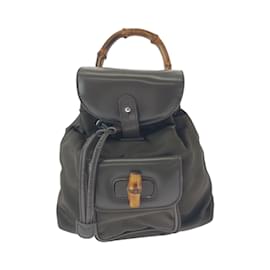 Gucci-Gucci Vintage Bamboo Khaki Brown Backpack-Brown,Khaki