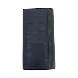 Louis Vuitton-Louis Vuitton Monogram Eclipse Epi Portefeuille Brazza-Brown,Black
