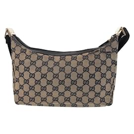 Gucci-Gucci Beige and Black GG Canvas Shoulder Bag-Black,Beige