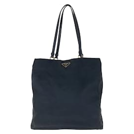Prada-Prada Tessuto Triangle Logo Plate Tote Bag-Black