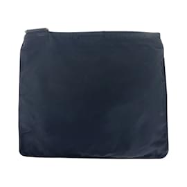 Prada-Prada Tessuto Triangle Logo Plate Shoulder Bag-Black