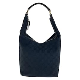 Gucci-Gucci Black GG Canvas Leather Shoulder Bag-Black
