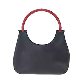 Gucci-Gucci Bamboo Shoulder Bag-Black,Red