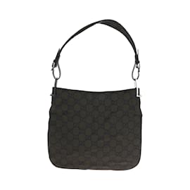 Gucci-Gucci Dark Brown Nylon Shoulder Bag-Dark brown
