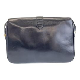 Céline-Celine Vintage Black Leather Shoulder Bag-Black