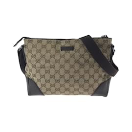 Gucci-Gucci Beige Brown GG Canvas Shoulder Bag-Brown,Beige
