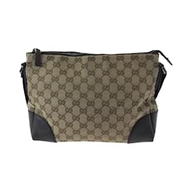 Gucci-Gucci Beige Brown GG Canvas Shoulder Bag-Brown,Beige