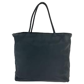 Prada-Prada Tessuto Triangle Logo Plate Tote Bag-Black