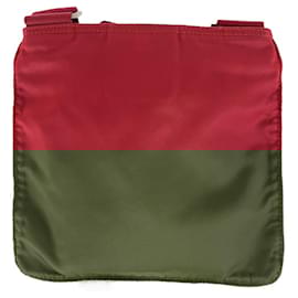 Prada-Prada Tessuto Triangle Logo Plate Red Nylon Shoulder Bag-Red