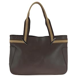 Gucci-Gucci Sherry Line Brown Beige Leather Tote Bag-Brown,Beige