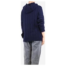 Ralph Lauren-Navy blue cashmere cable-knit hoodie - size M-Blue