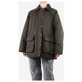 Miu Miu Khaki gewachste Canvas-Blousonjacke - Größe UK 8 Grün