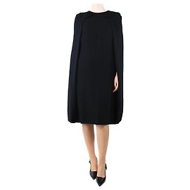 Fendi Schwarzes Rosenapplikations-Cape-Kleid - Größe UK 10 Schwarz