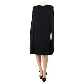 Fendi-Black rose-applique cape dress - size UK 10-Black