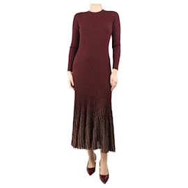 Ulla Johnson-Burgundy Mila metallic ribbed-knit midi dress - size M-Other