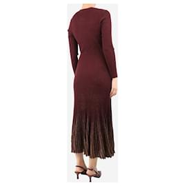 Ulla Johnson-Burgundy Mila metallic ribbed-knit midi dress - size M-Other