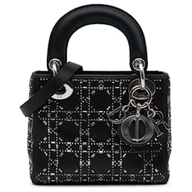 Dior-Dior Black Mini Satin Cannage Strass Crystal Embellished Lady Dior-Black