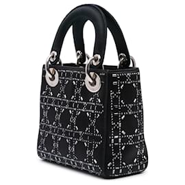 Dior-Dior Black Mini Satin Cannage Strass Crystal Embellished Lady Dior-Black