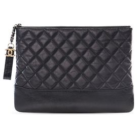 Chanel Schwarz Mittel Rindsleder Gealtert Gabrielle O Case Clutch Schwarz