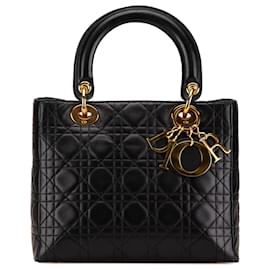 Dior-Dior Black Medium Lambskin Cannage Lady Dior-Black