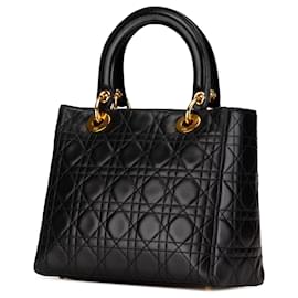 Dior-Dior Black Medium Lambskin Cannage Lady Dior-Black
