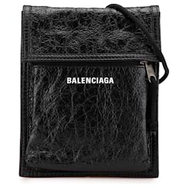 Balenciaga-Balenciaga Black Small Lambskin Arena Explorer Pouch-Black