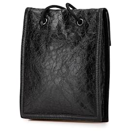 Balenciaga-Balenciaga Black Small Lambskin Arena Explorer Pouch-Black