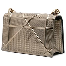 Dior-Dior Gold Medium Metallic Patent Microcannage Diorama Flap-Golden
