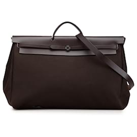 Hermès-Hermès Brown Toile Militaire Vache Hunter Herbag Zip Retourne Cabine 50-Brown,Dark brown